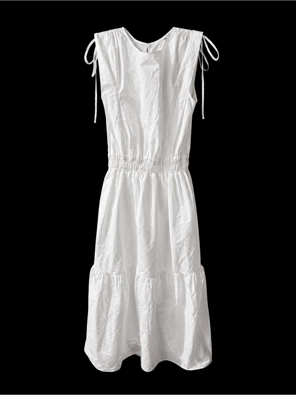 Frame Denim White Sleeveless Tiered Maxi Dress with Tie Straps